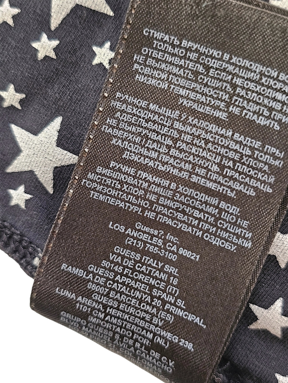 GUESS Upcycled Black Fabric with Silver Star Print - 1/2 Yard - Picture 3 of 12